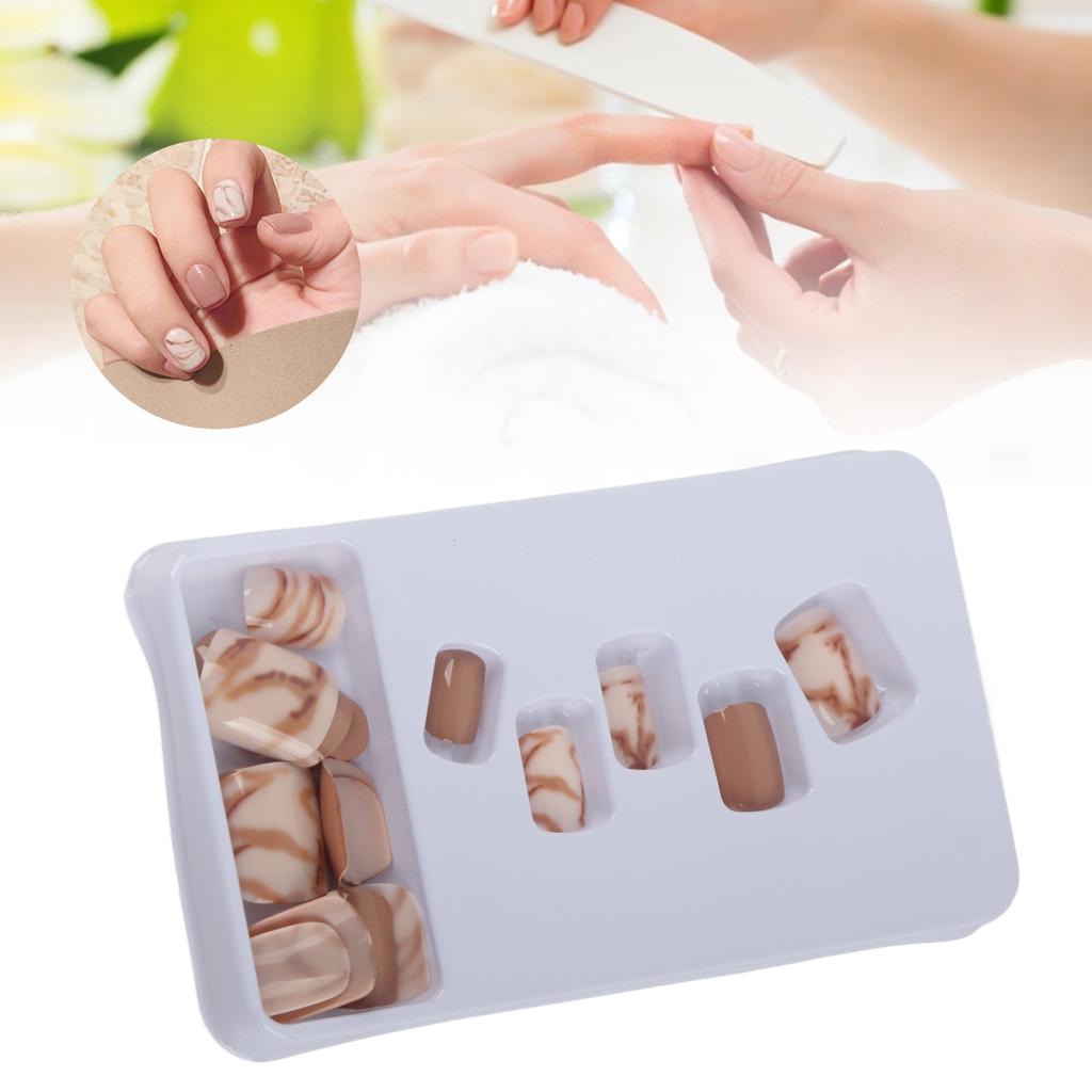 24pcs Women False Nails Full Cover Glue On Nails Fake Nail Tip Nail Art Manicure ToolP146