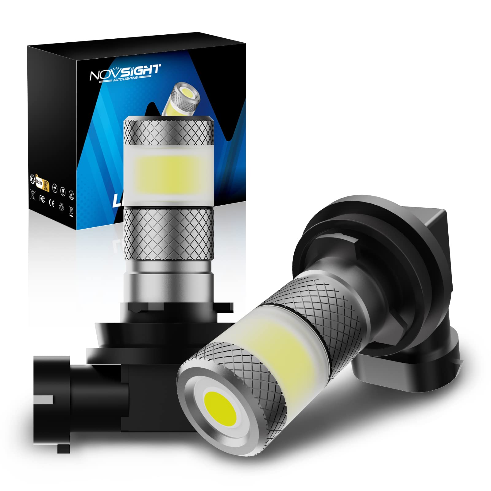 

NOVSIGHT H11/H8/H9/H16 LED Headlight, 6,000 lm, 6500K, White, 360° Luminous, /24V Vehicles, Fog H11,