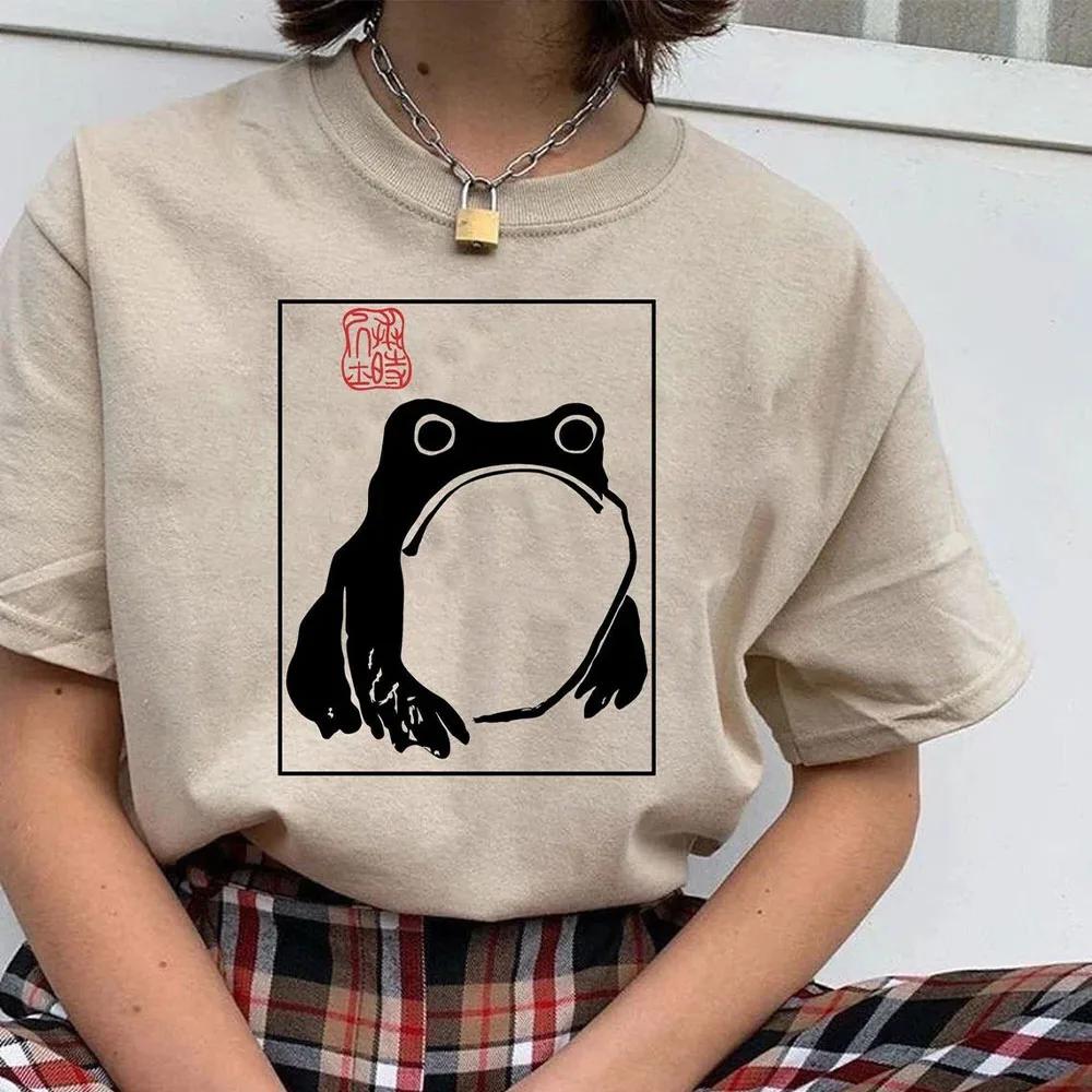 

Summer New Arrival Unimpressed Frog Printing Unisex Aesthetic Tshirt Japanese Harajuku Style Vintage Tees Unisex Women Grumpy Tops XL
