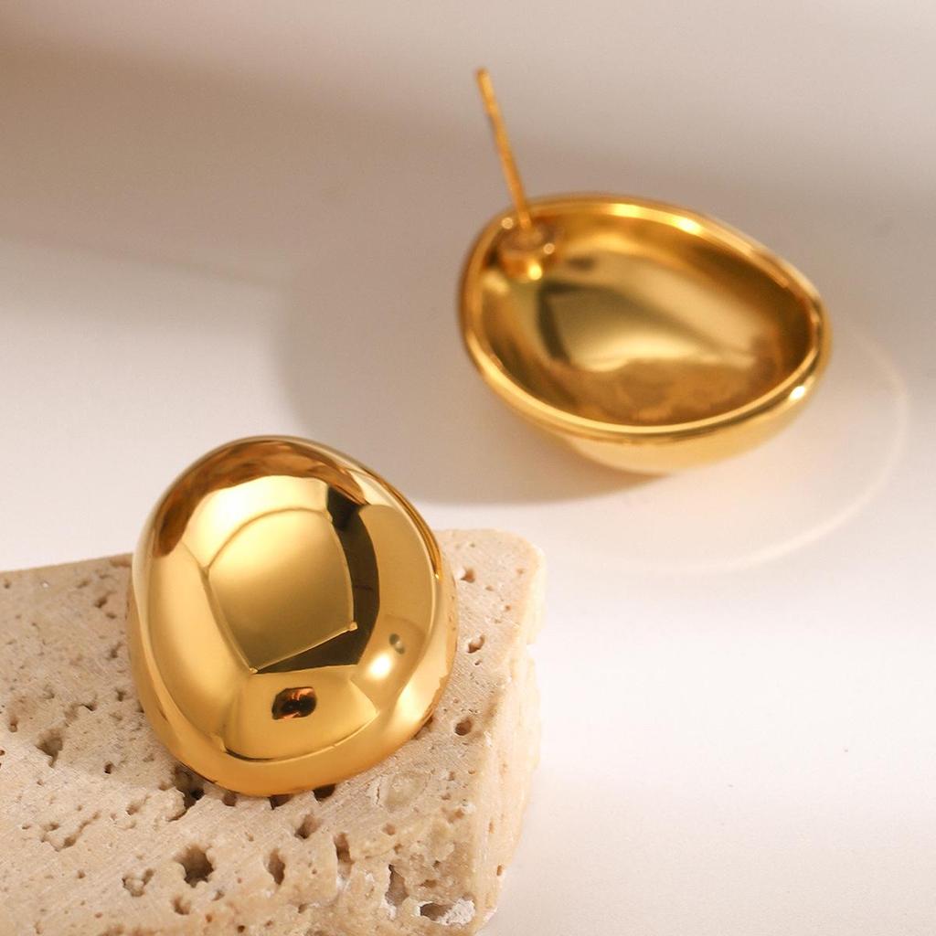 Jieding 18k Gold Plated Stainless Steel Stud Earrings: High-End European & American Design, Titanium Cross-Border Jewelry.