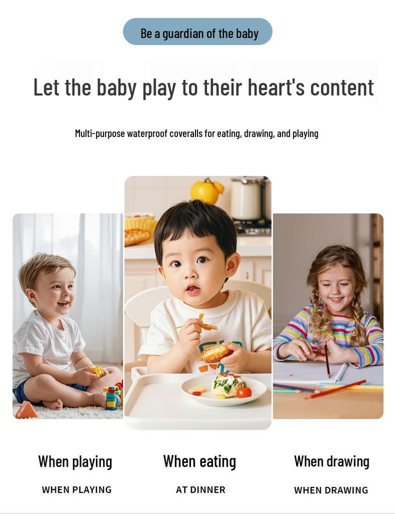 Waterproof Long-Sleeve Baby Bib for Infants & Toddlers - Anti-Stain and Dirt-Resistant Kindergarten Apron