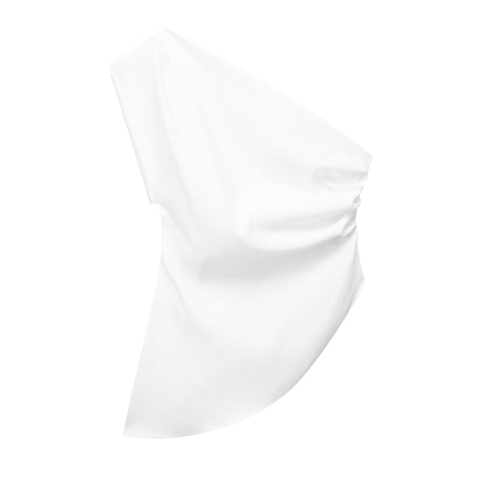 

2024 Асимметричная футболка, новая женская модная тенденция, топ с открытыми плечами, темперамент знаменитостей для пикантных девушек M белый