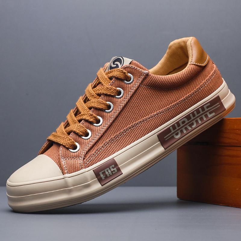 

Модная низкая плоская повседневная парусиновая обувь для мужчин Весна Осень Классическая оригинальная мужская обувь Мода 2025 Кроссовки для ходьбы и отдыха SS25859 38 коричневый