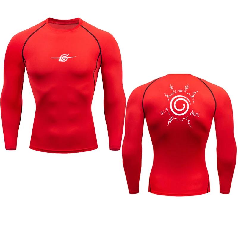 Camisas de compressão masculinas anime esporte secagem rápida ginásio tshirts fitness topos t verão outono masculino