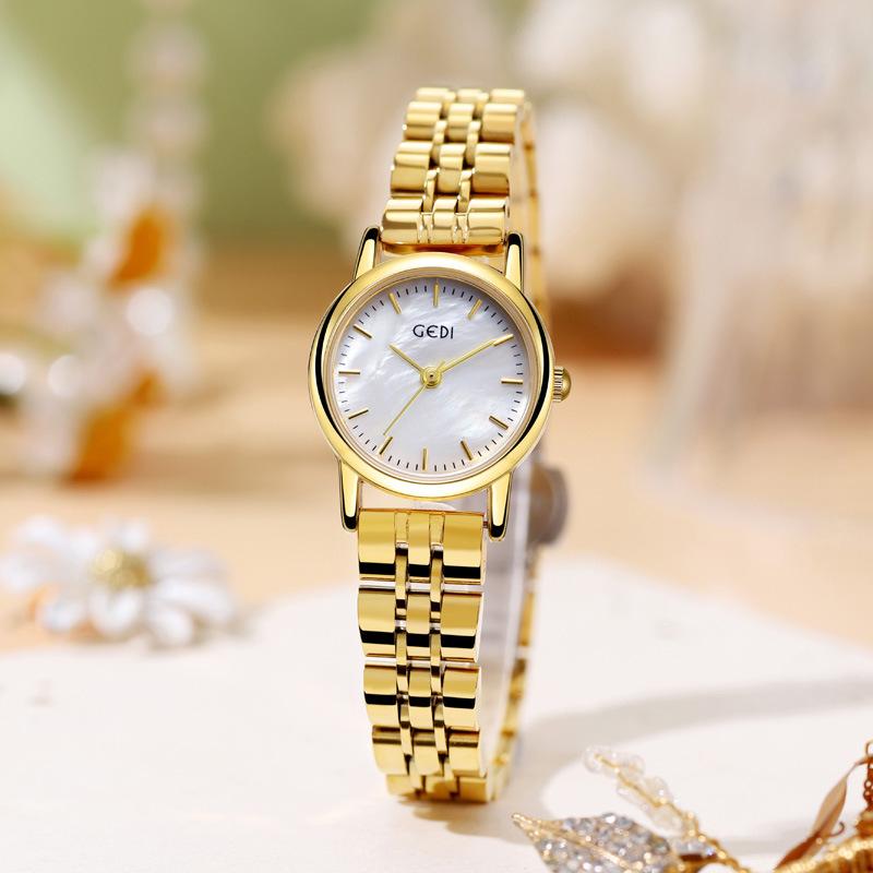 Hoogwaardige Fritillary Plaat Dameshorloge Niche High-End Stalen Band Quartz Horloge Levering Waterdicht Dameshorloge