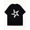 Oversized T Shirt Black Star Print With Hopeagain Text Casual Wear For Women