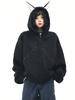 Damen Baggy Kapuzenpullover Niet-Spleißmantel Reißverschluss Strickjacke Jacke Harajuku Kleidung Herbst Winter