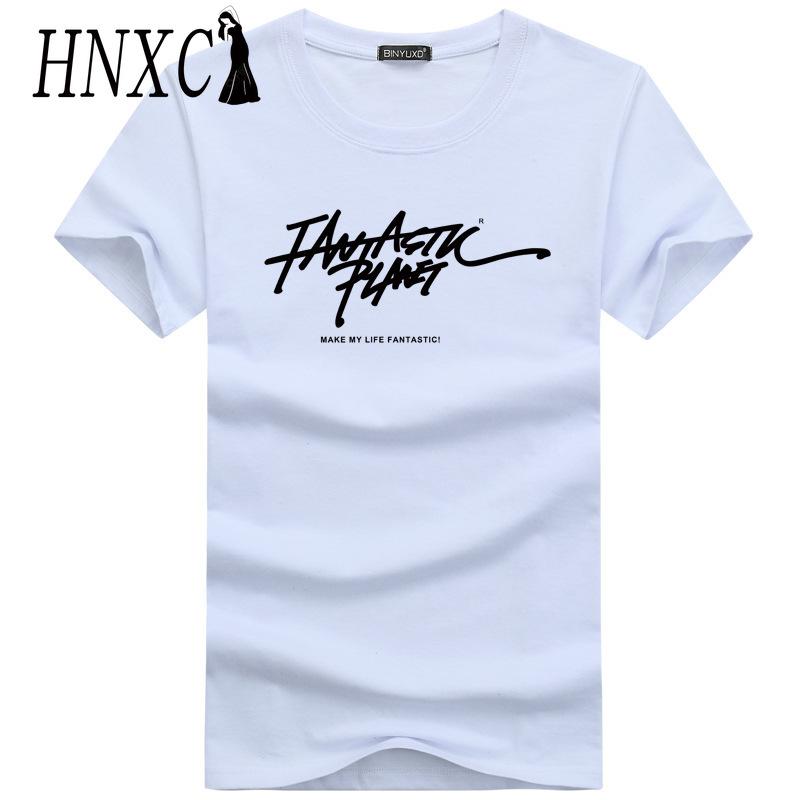 Футболка с коротким рукавом из хлопка HNXC мужская модная свободная рубашка с коротким рукавом и принтом Сострадательная рубашка S белый 979₽