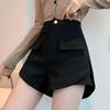 Women's High-Waisted A-Line Wide-Leg Shorts - Autumn Outerwear with Side Slit Design, Slimming Bootcut, Trendy Niche Style