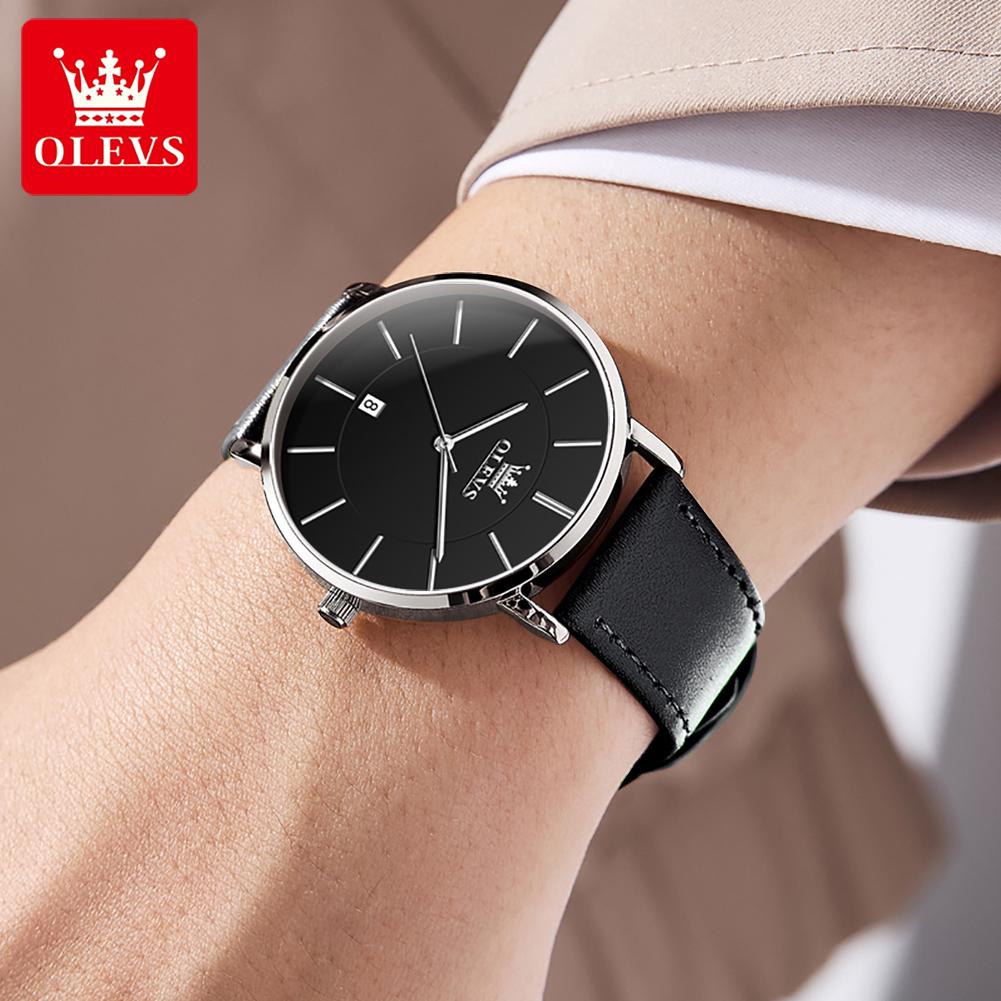 OLEVS Ultra Thin 6.5mm Top Original Quartz Watch for Men Minimalist Fashion Luxury Brand Waterproof Men's Watches 5869