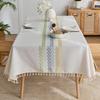 Nordic Style Embroidered Fringed Tablecloth Linen Polyester Light Luxury High-end Dining Table Fabric Small Fresh Coffee Table Decorative Tablecloth