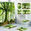 Set Tenda da Doccia Arte Moderna 4 Pezzi con Tappetino Antiscivolo, Copri Tavoletta WC, Tappeto sagomato e 12 Ganci, Decorazione Bagno