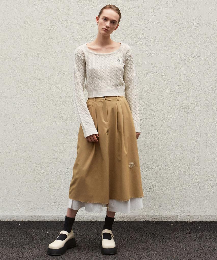 Nigaennikol Nicole Pintuck Layered Long Skirt_Beige