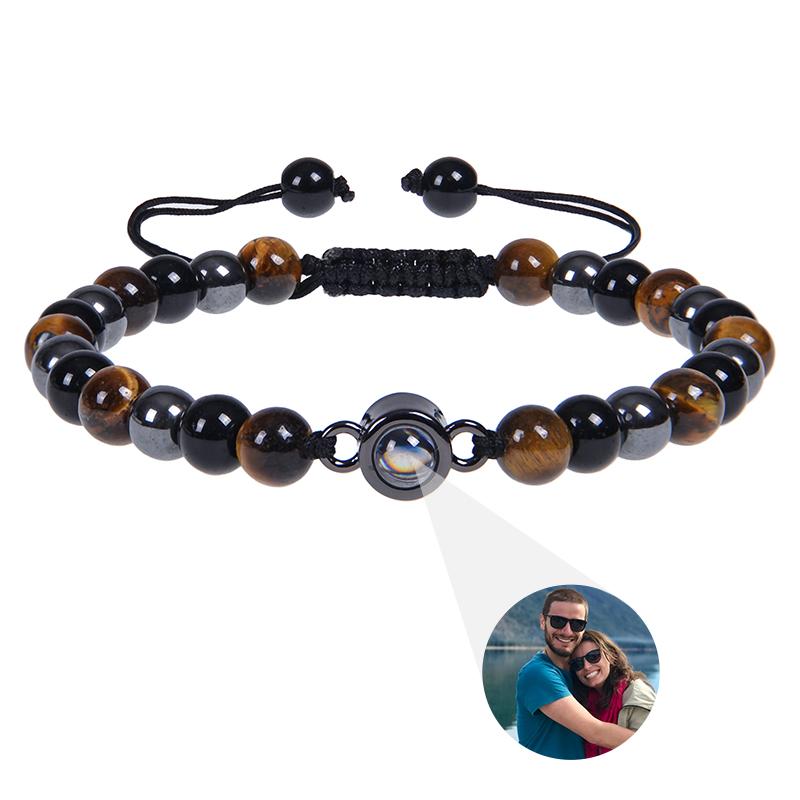 Personalisierte Foto-Armbänder Foto-Projektions-Armband Perlenarmbänder mit Bild darin 100 Sprachen Gedenkgeschenk