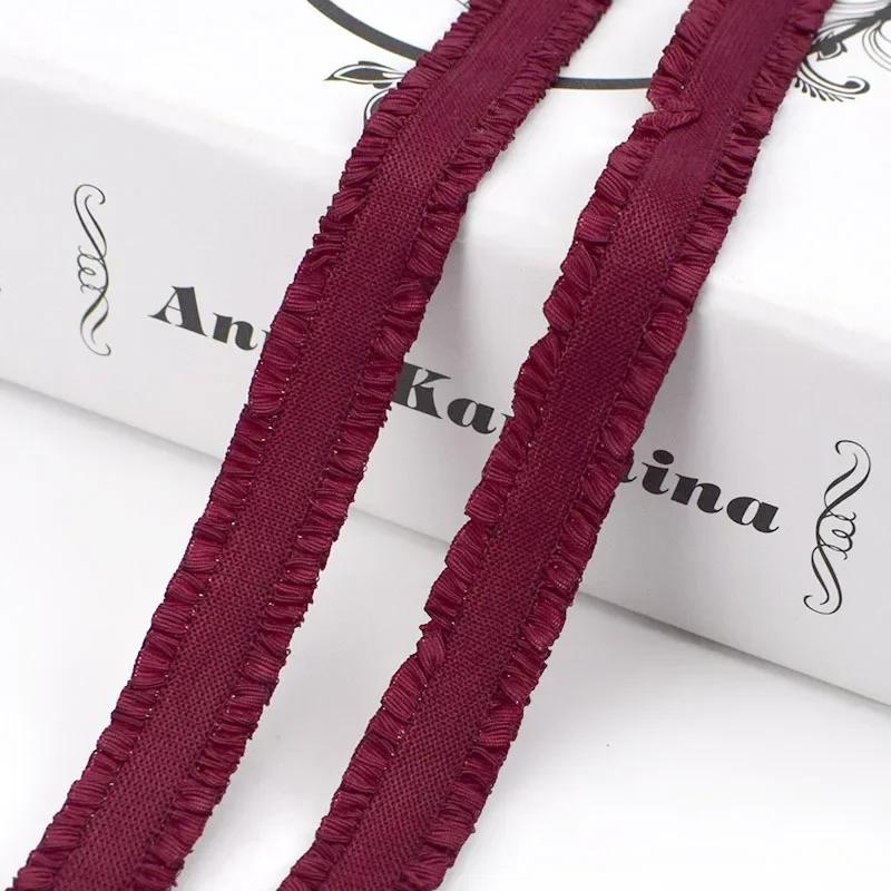 5/10Yards Meetee 12mm Ruffled Elastic Band Colorful Pleated Stretch Lace Trim Headdress Ribbon DIY Garment Sewing Accessories