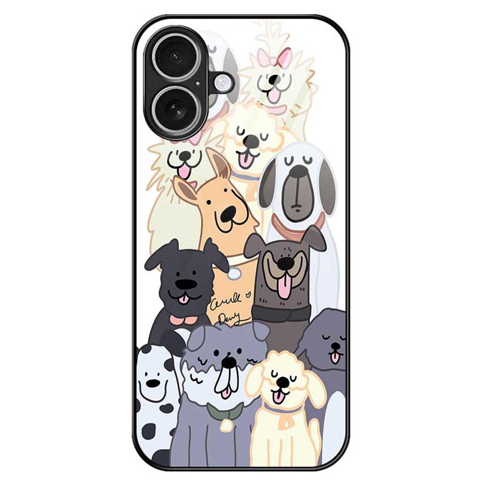 For iPhone 17 Case PC TPU Tempered Glass Pattern Printing Anti Drop Phone Back Cover