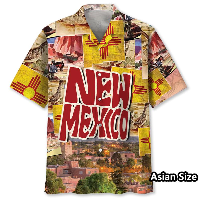 

Vintage Mexico Hawaiian Shirt Men Summer Button Short Sleeves Printed Mexican Shirts Tops Popular Cool Beach Lapel Blouse 5XL