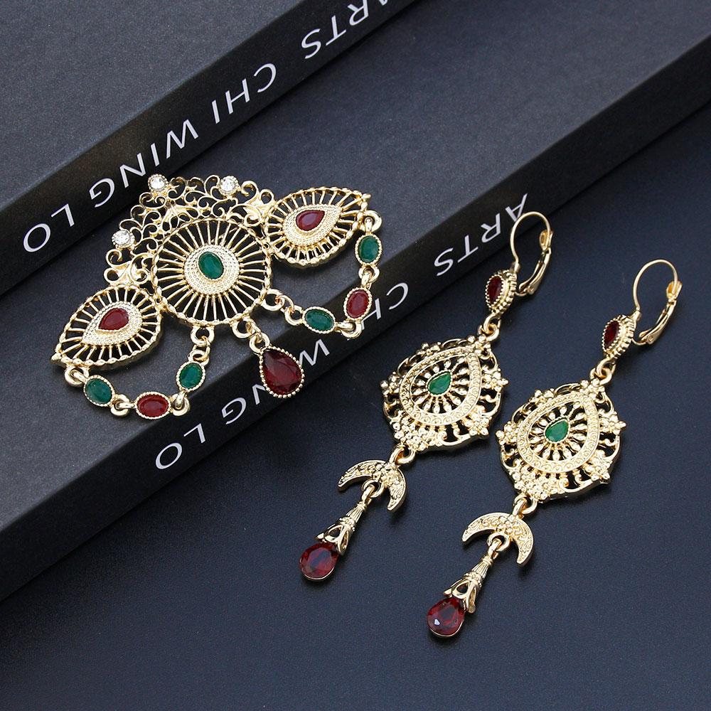 Zlatá barva Barevné křišťálové šperky Dámská brož Sady náušnic Pokovování Sady svatebních šperků