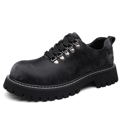 Retro Wasteland 2025 Men's Thick Sole Suede Derby Shoes - Height Increasing Trendy Casual Leather Footwear