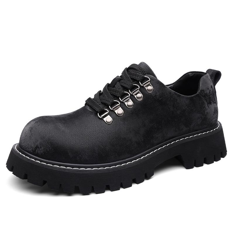 

Мужские замшевые туфли дерби на толстой подошве в стиле ретро-пустоши 2025 - Модная повседневная кожаная обувь с увеличением роста 41