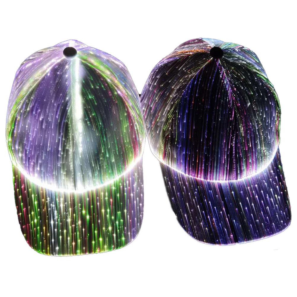 Halloween Farbwechselnde LED Leuchtmütze Weihnachten Glasfaser Baseballkappe Hip Hop Mütze