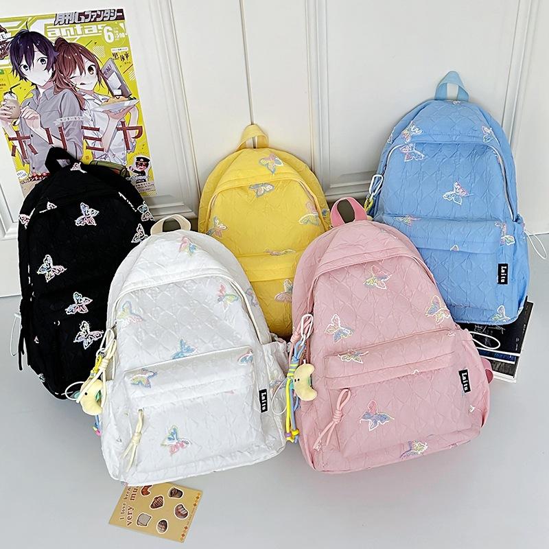 Small Fresh and Cute Student Backpack, New Butterfly Schoolbag, High-value Female Junior High School Versatile Large-capacity Backpack