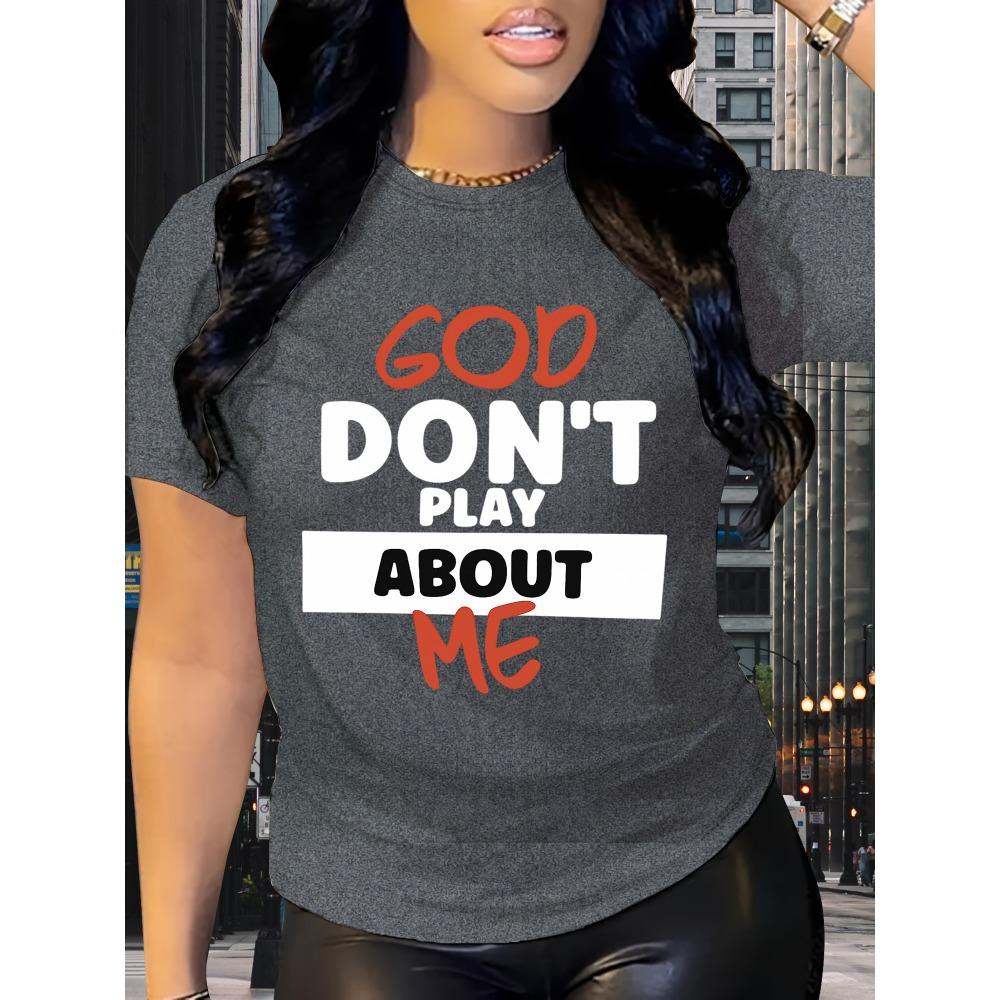 Damen Baumwolle Kurzarm T-Shirts Gott spielt nicht mit mir Damen Tee Glaube Grafik Lässig Kühles Oberteil