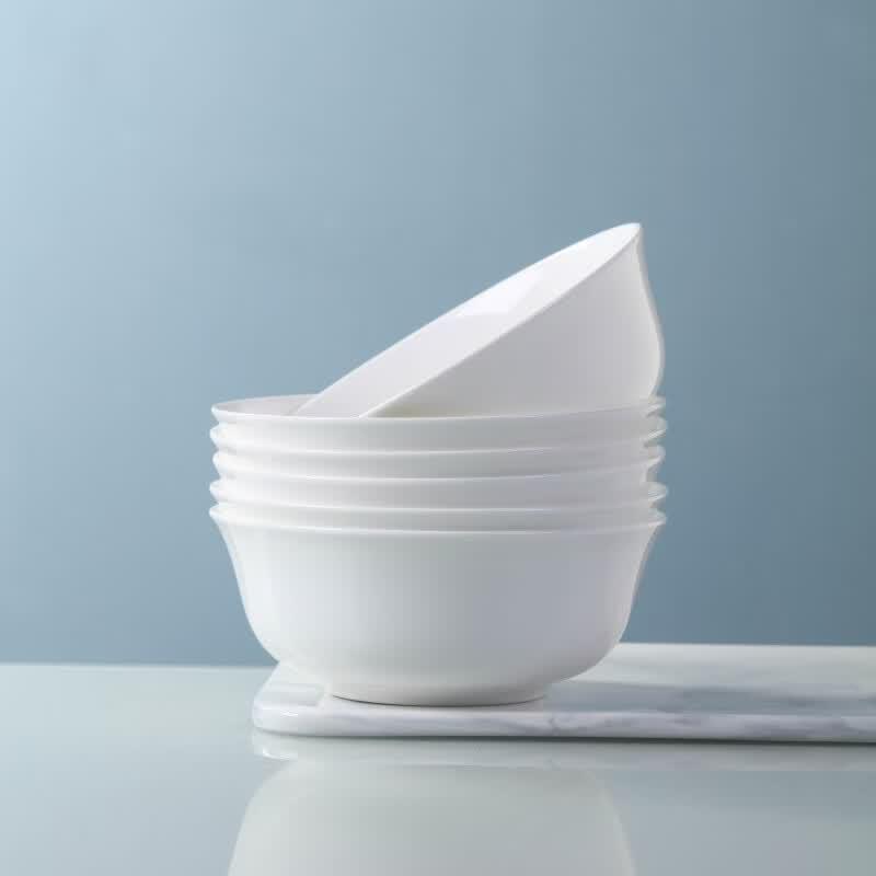 Haoya Jingdezhen 6-inch Pure White Underglaze Noodle Bowl Set