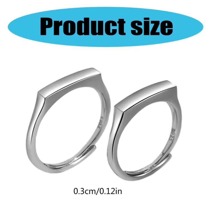 Stylish Sterling Silver Couple Rings Adornment Stylish Message Projection Rings Adjustable Rings In Sterling Silver