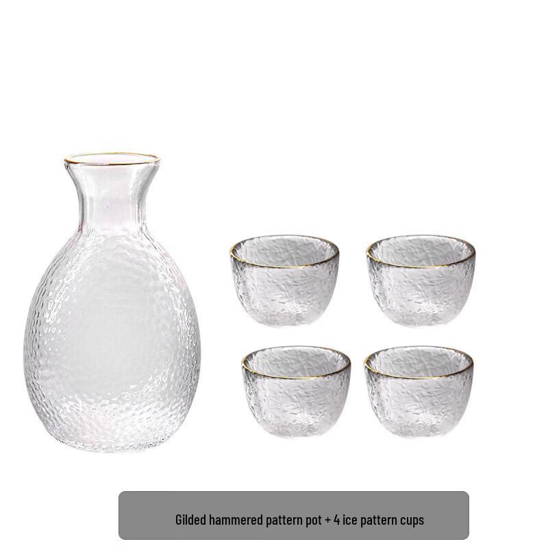 Japanese Style Hammered Glass Sake Cup Set