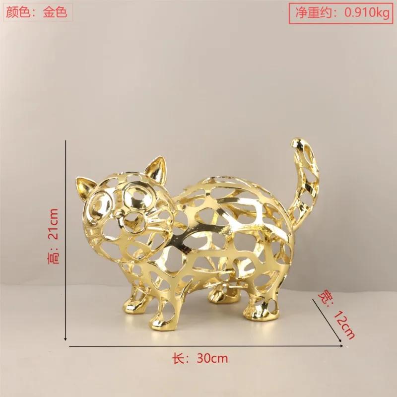 European Style Light Luxury Gold Hollowed Out Lion Horse Elephant Animal Sculpture Living Room Metal Decoration Home Accessories