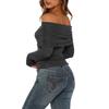 Solid Color Long Sleeve Off-shoulder Vest T-shirt Women's 2025 Autumn Winter