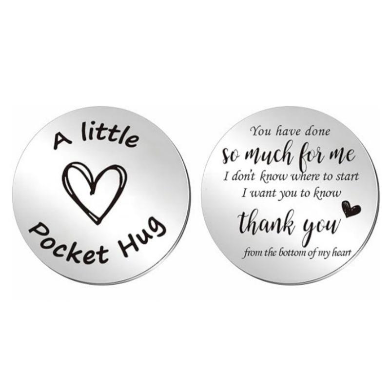 Decision Coin Pocket Hug - Long Distance Relationship Keepsake, Inspirational Gift for Couples, Stainless Steel