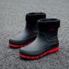 Hot Sales Men'S Rain Boots Designer Waterproof Mid Calf Boots Plush Non Slip Pvc Work Shoes Comfortable High Quality Men Shoes