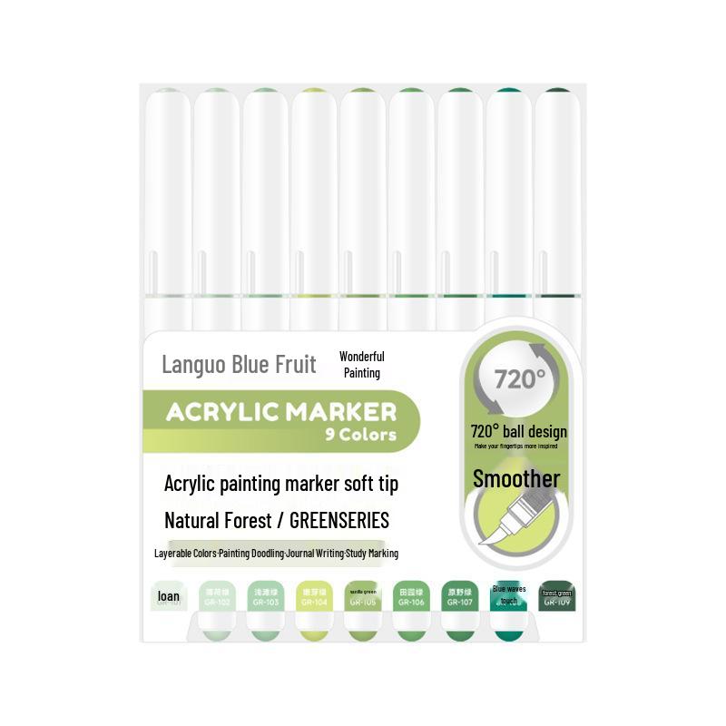 Blue Fruit Direct Liquid Acrylic Marker Pen for Kids - Large Capacity Soft Tip for Watercolor Painting