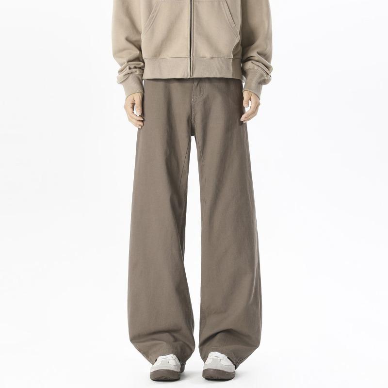 Unisex Wide Leg Cotton Trousers Loose Fit Casual Straight Pants