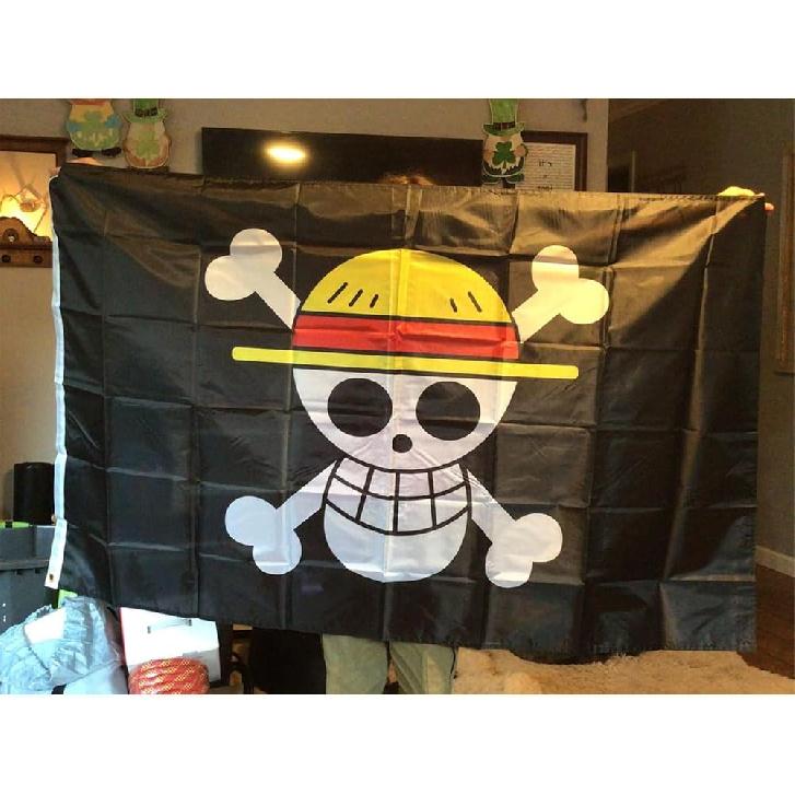For One Piece Animation Luffy's Straw Hat Pirate Flag Multi-colored, for Room, Cosplay & Party, 59in X 36in (3x5 FT)