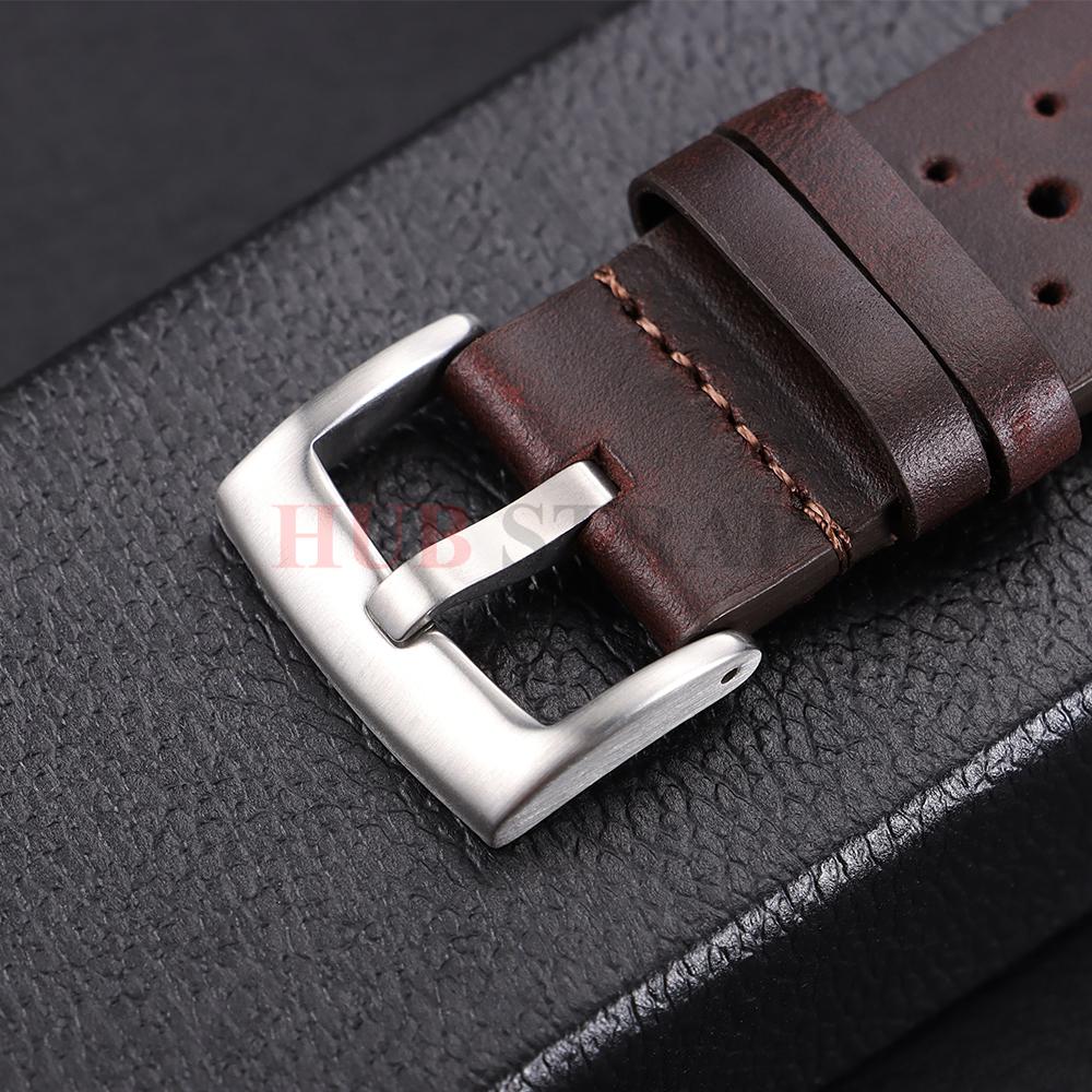 20mm 22mm Premium Genuine Leather Strap Quick Release Oil Wax Discoloration Cowhide Leather Watchband Business Men Women Straps