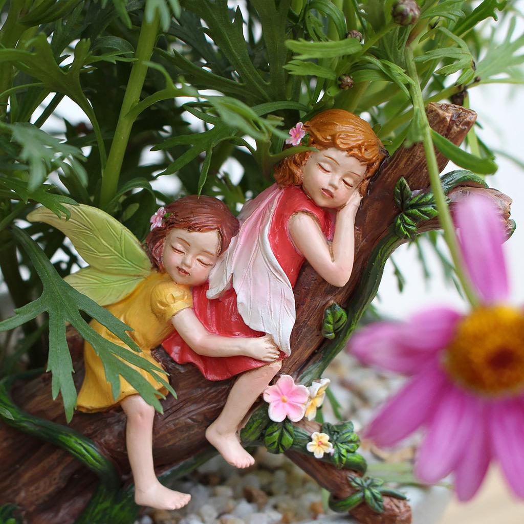 Miniature Fairy Resting Statue Resin Sleeping Fairy Mini Sculpture Garden Ornament for Lawn Yard Decoration