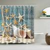 Sea Beach Shell Printed Anchor Octopus Pattern Shower Curtain Bathroom Curtains With Hooks Waterproof Products Bathroom Decor