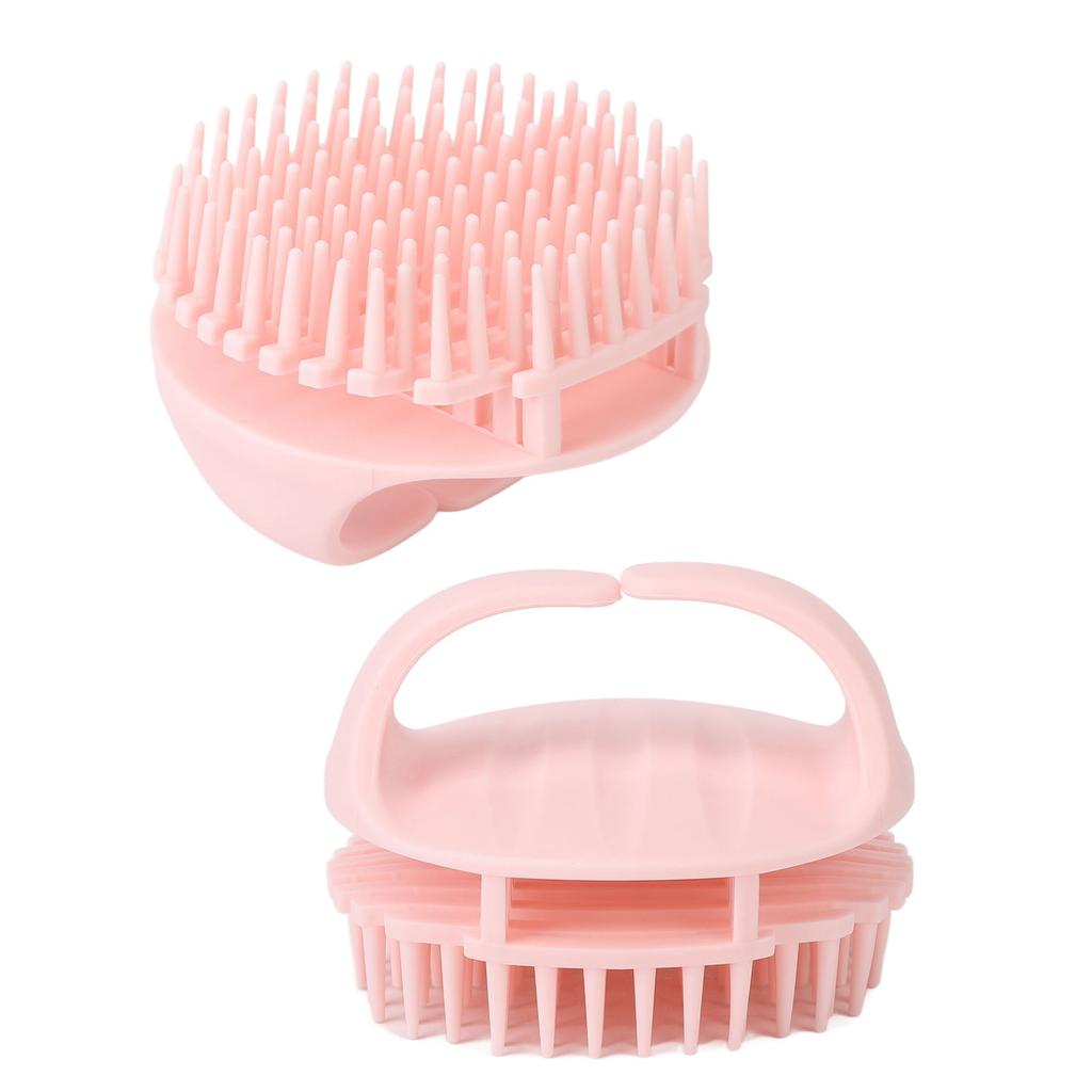 Scalp Scrubber Soft Silicone Bristles Hair Shampoo Brush Scalp Cleaning Massage Comb Light Pink