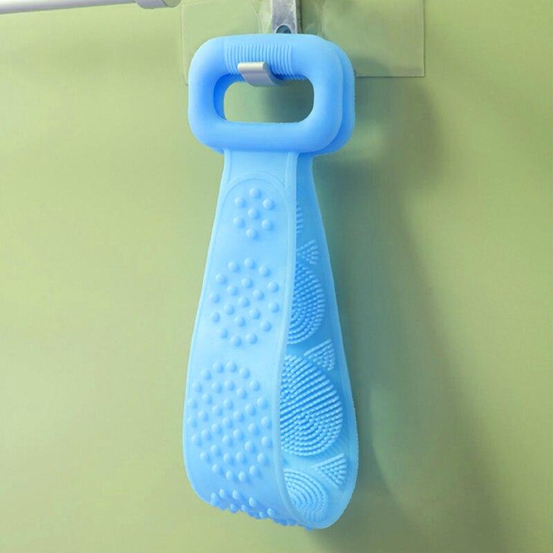Bath Brush Double Sided Silicone Strong Back Scrubbing Towel Long Strip Belt Convenient Bath Cleaning Massage Brush