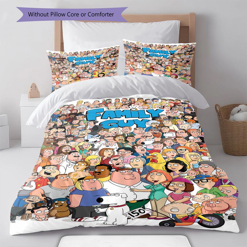 Family Guy Pattern Bedding,Quilt Set Quilt Cover Pillowcase Home Birthday Gift (1 * duvet cover + 2 * pillowcase, without core)