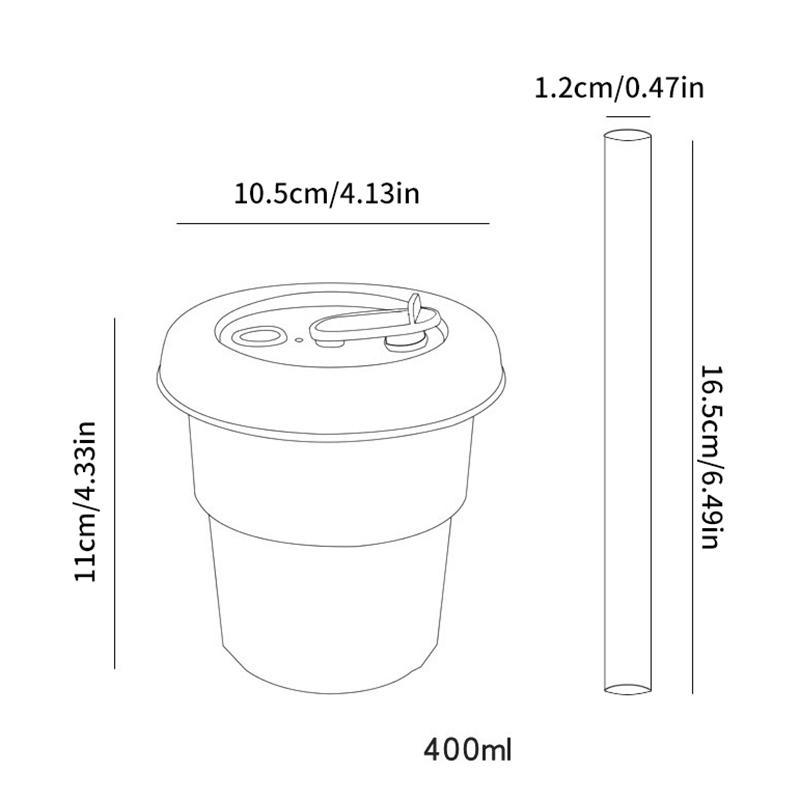 400ml Coffee Mug With Lid Straw Silicone Cold Juice Milk Tea Mug Leak-Proof Drinking Water Bottles Portable Travel Cup