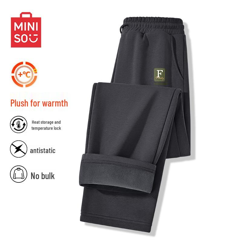 

MINISO Men s Youth Fleece-Lined Straight-Leg Sweatpants 3XL