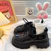 Black Platform Versatile Lace-up Small Leather Shoes for Women's 2025 Spring and Autumn New Retro British Style Japanese Single Shoes