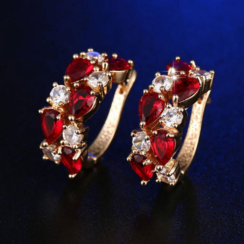 Ohrringe für Damen Schmuck 14K Gold Plated Pendientes Mode Runder Kreis Mosaik Klare Zirkonia Zirkon Stecker DIY Ohrring Schmuck