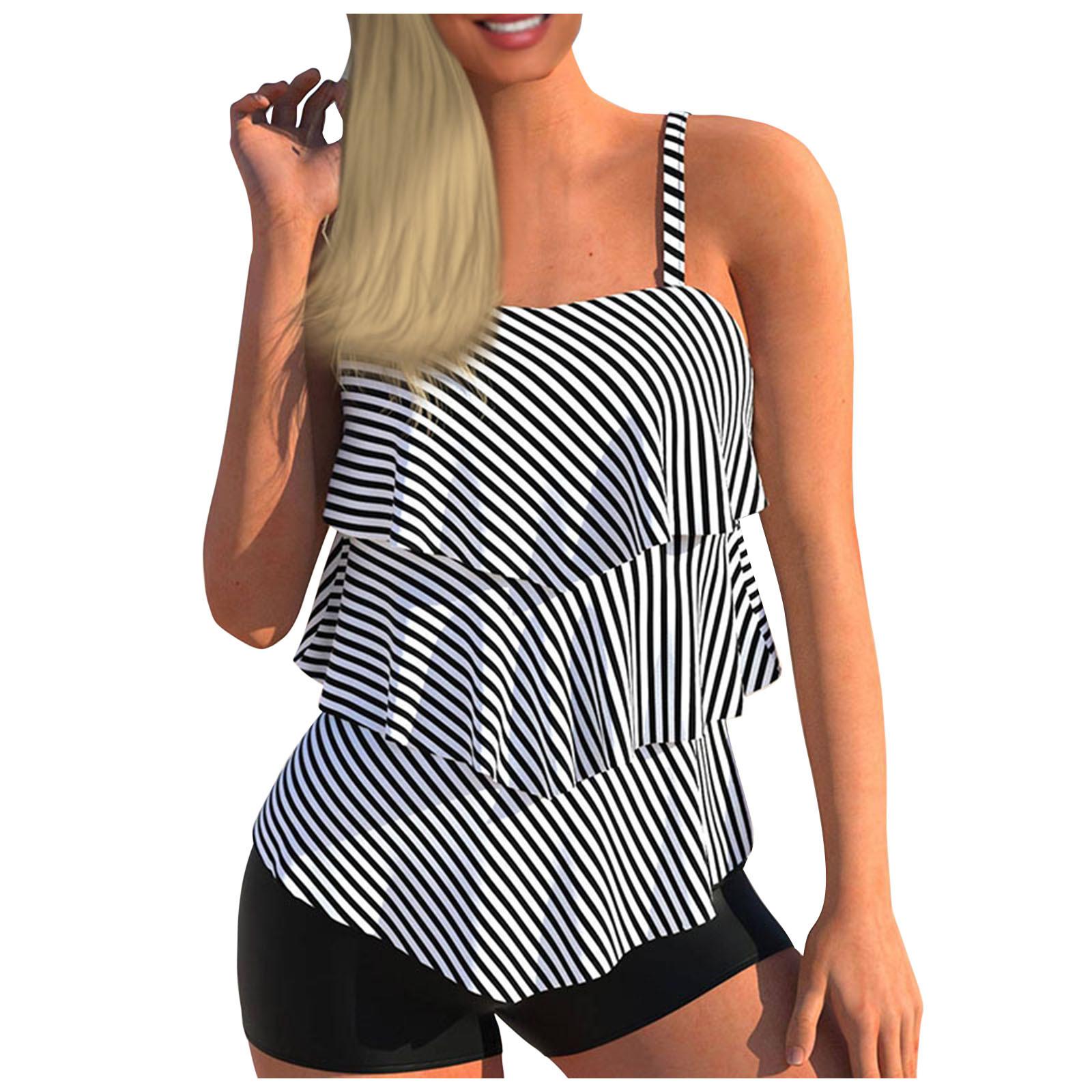 

Женская мода бикини с разделенной юбкой и подкладкой для бюстгальтера и без стального бюстгальтера, купальный костюм XXXL чёрный