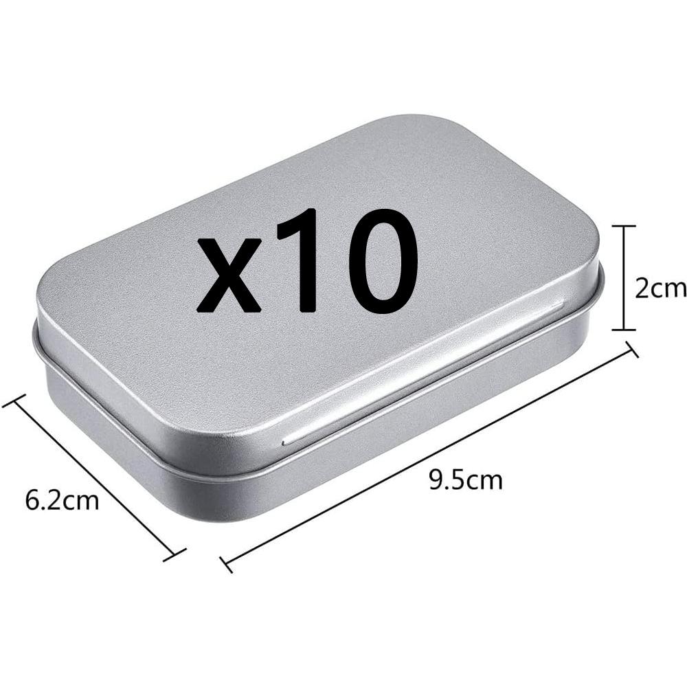 

Silver Metal Rectangular Empty Hinged Tins Box Containers Basic Necessities Tins Mini Portable Box Small Storage Kit Gift Card