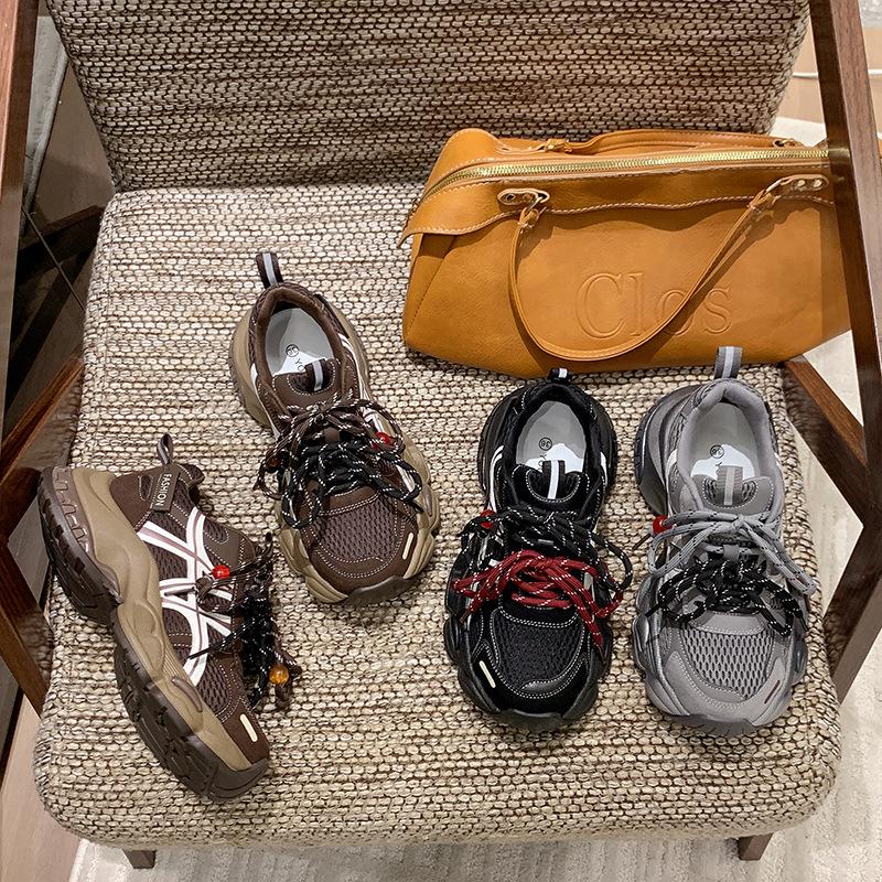 [Fanfuna] 2025 Autumn and Winter New Thick-soled Heightening Dad Shoes Women's Color Matching Versatile Lightweight Casual Sports Shoes